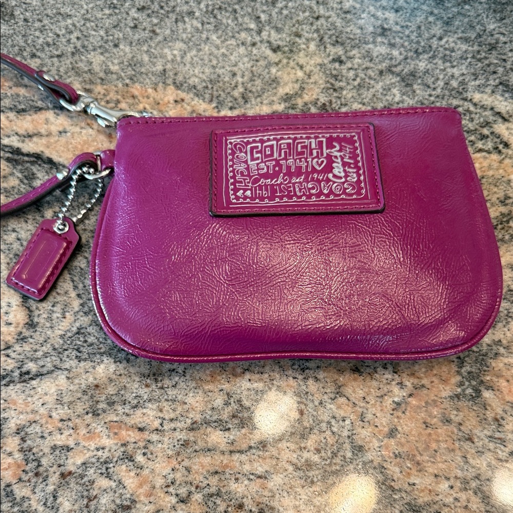 Coach Magenta Leather Wristlet